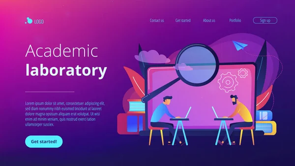 Página de aterrizaje del laboratorio académico . — Archivo Imágenes Vectoriales