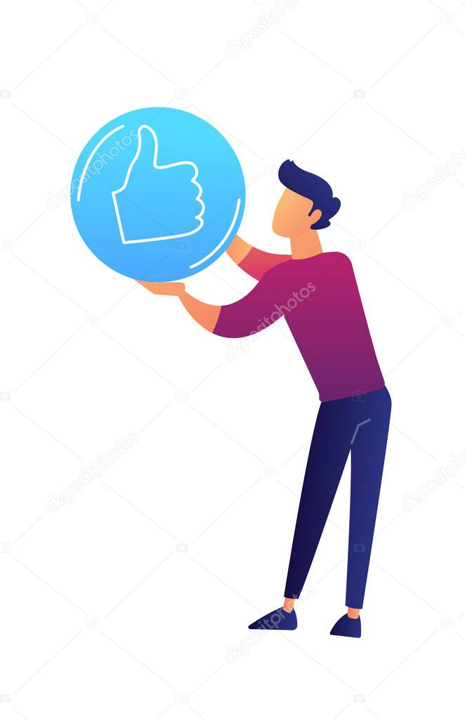 Businessman with thumb up sign vector illustration.