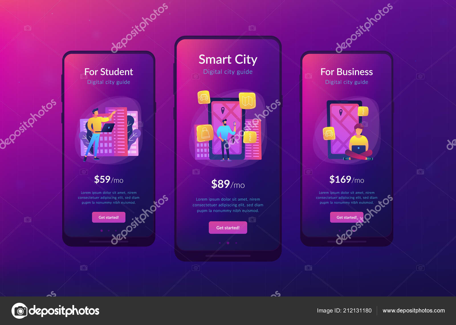 Digital city guide and smart city concept app ui design. Stock Vector ...
