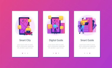 Dijital şehir rehberi ve akıllı şehir konsept app kullanıcı arabirimi tasarımı.