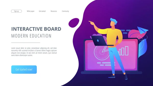 Modern education and interactive board landing page. — Stock Vector
