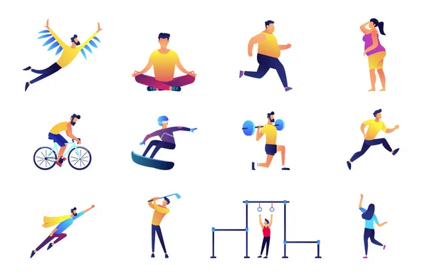 Sport und Lifestyle Vektor Illustrationen Set. — Stockvektor
