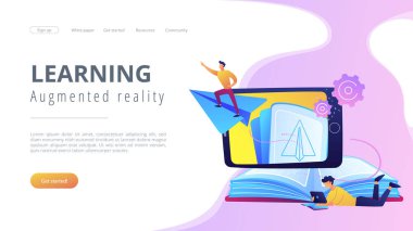 Artırılmış gerçeklik kitap kavramı vektör çizim.