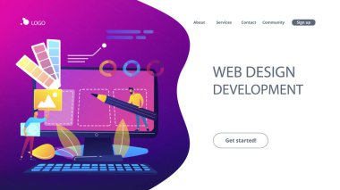Web tasarım geliştirme kavramı vektör çizim
