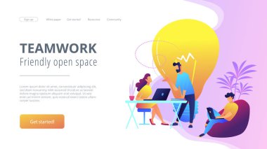 Coworking kavramı vektör çizim.