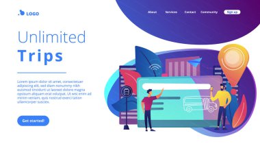 Toplu taşıma araçları seyahat pass kart kavramı vektör çizim.