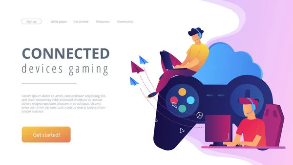 Cloud gaming begreppet vektorillustration. — Stock vektor