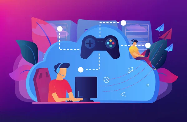 Illustrazione vettoriale del concetto di cloud gaming . — Vettoriale Stock