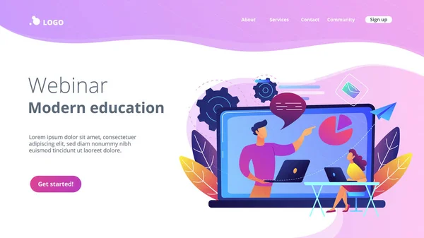 Webinar och modern utbildning målsida. — Stock vektor