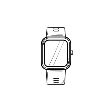 SmartWatch el çizilmiş anahat simgesini doodle.