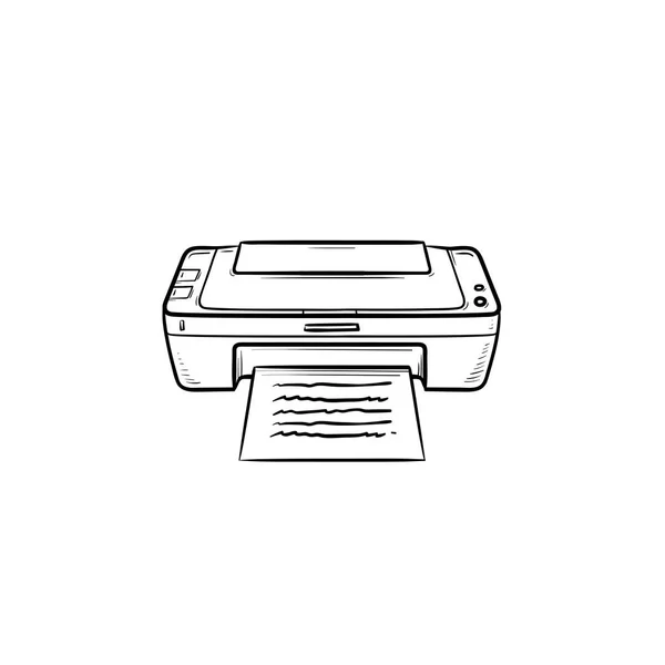 Úřad tiskárny ručně kreslenou osnovy doodle ikonu. — Stockový vektor