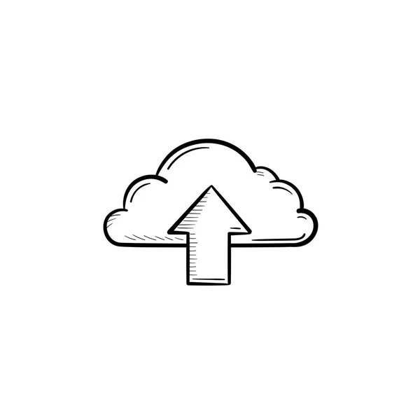 Nube con flecha arriba dibujado a mano esbozo garabato icono . — Vector de stock