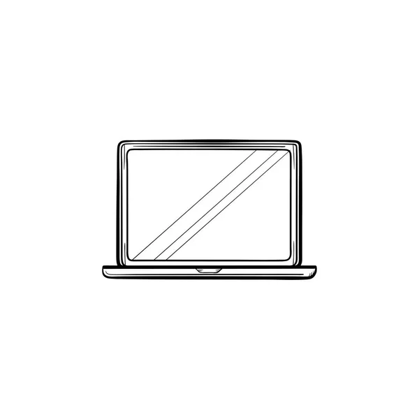 Kontur wyciągnąć rękę otwarty laptop doodle ikona. — Wektor stockowy