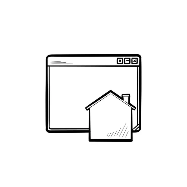 Home page icona disegnata a mano contorno doodle . — Vettoriale Stock