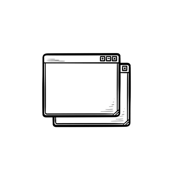 Two browser windows hand drawn outline doodle icon. — Stock Vector