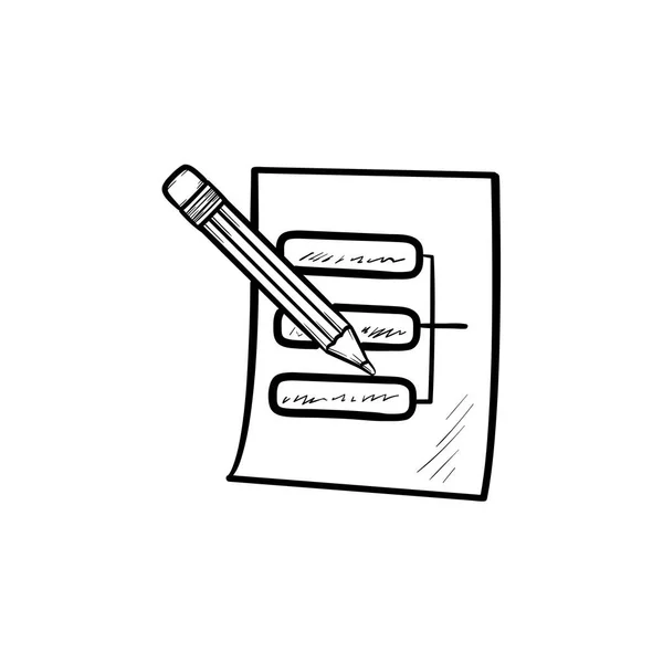 Penna och papper plåt med systemet delar handikonen dragna konturen doodle. — Stock vektor