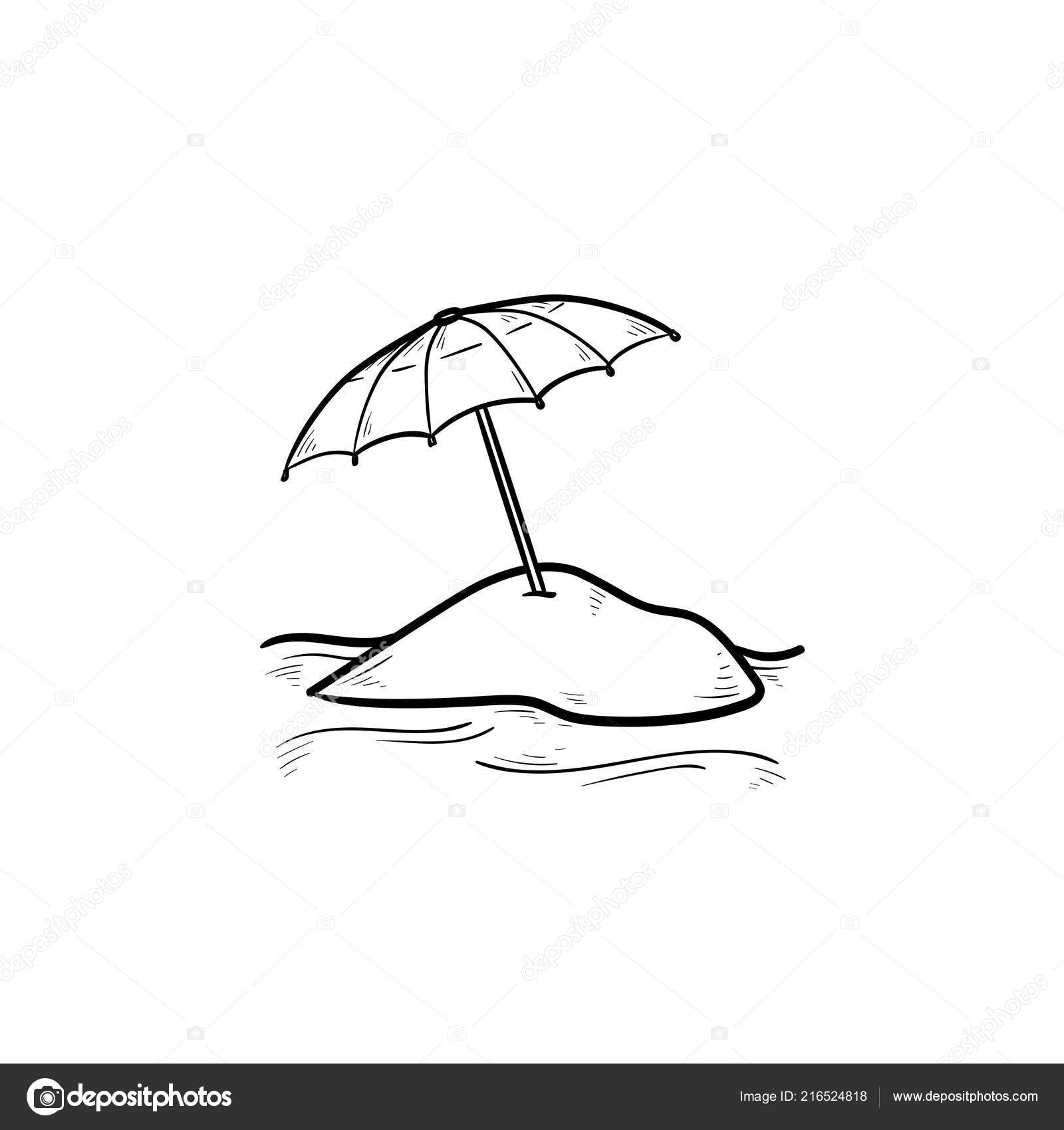 Contour De Dessinés à La Main Pour Le Parasol Plage Doodle