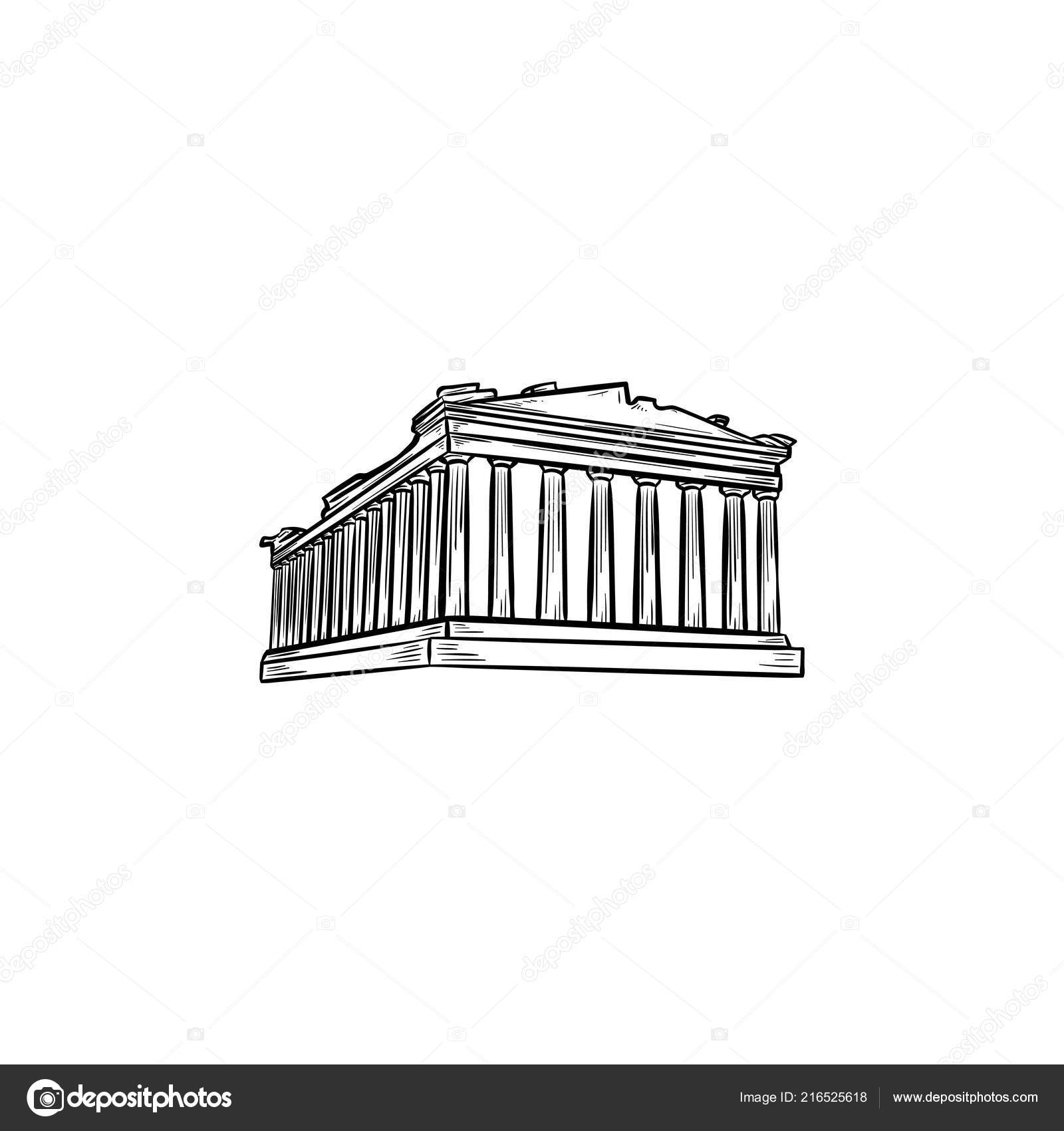 Acropolis of Athens. The Parthenon. Athens. Greece. Europe. Hand drawn  sketch. Vector illustration. Stock Vector | Adobe Stock