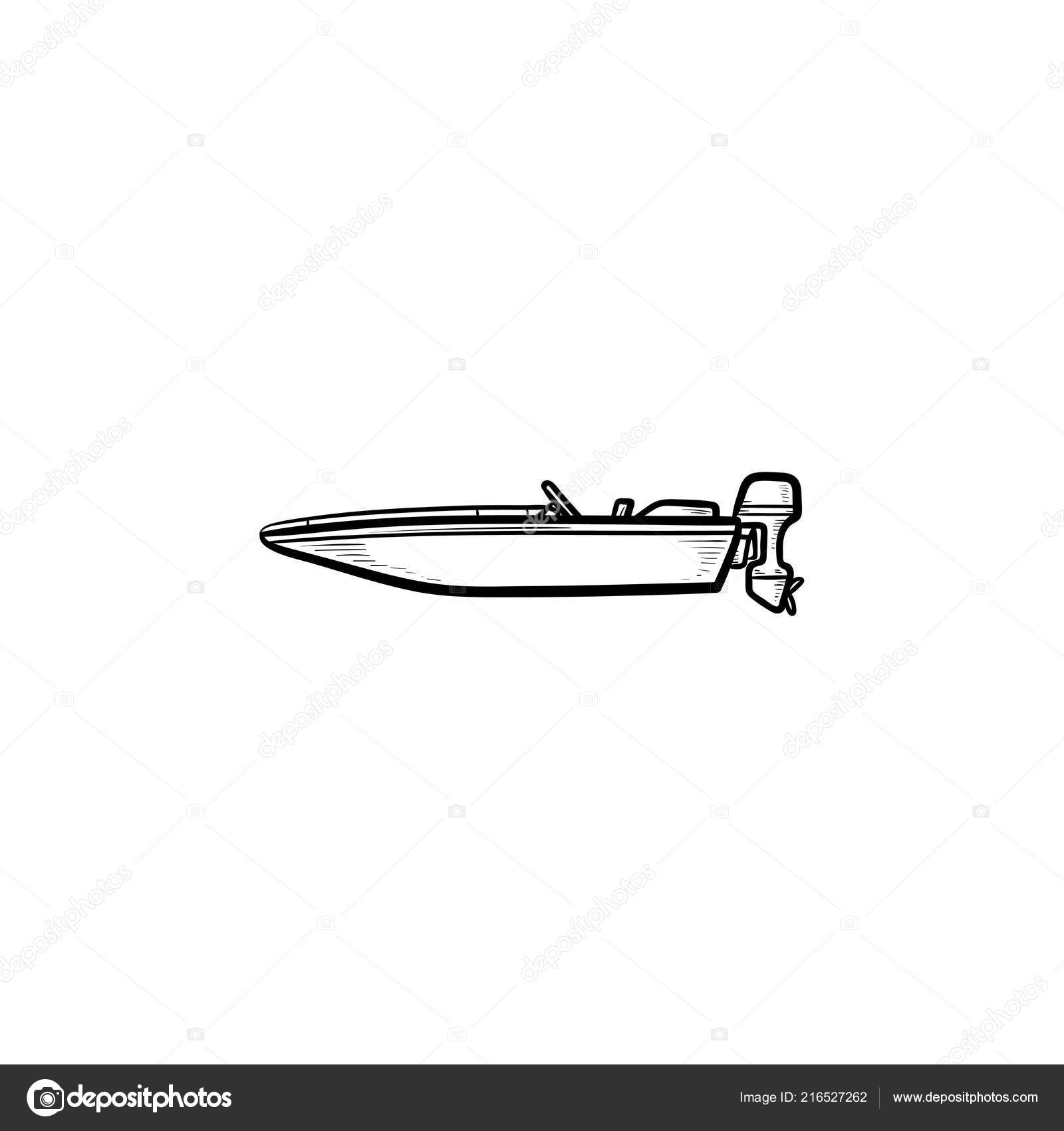 Transport of speedboat hand draw Royalty Free Vector Image