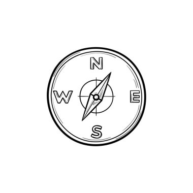 Pusula el çizilmiş anahat simgesini doodle.