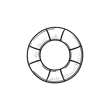 Lifebuoy el çizilmiş anahat simgesini doodle.