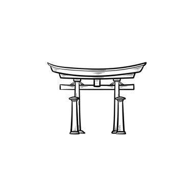 Japon geçidi elle çizilmiş anahat simgesini doodle.