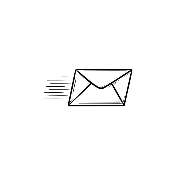 Flying Mail Dibujado Mano Esbozo Garabato Icono Newsletter Entrega Correo — Vector de stock