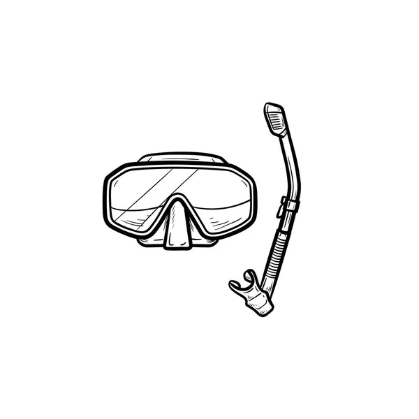 Búvár maszk, légzőcső kézzel rajzolt vázlat doodle ikon. — Stock Vector