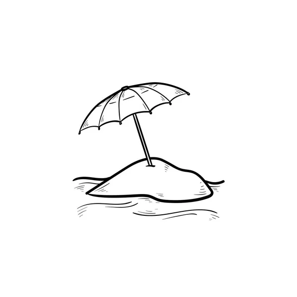 Beach umbrella hand drawn outline doodle icon. — Stock Vector