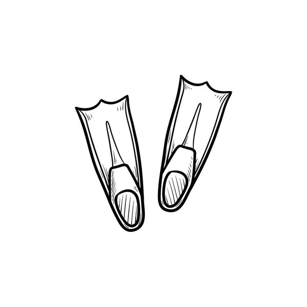 Dykning simfötter hand dras disposition doodle ikonen. — Stock vektor