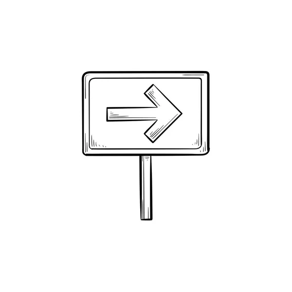 Дорожній знак зі стрілкою рука намальована контурна значок каракулі . — стоковий вектор