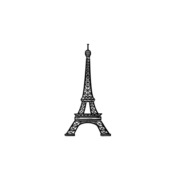 에펠 탑 손 그려진된 개요 낙서 아이콘. — 스톡 벡터
