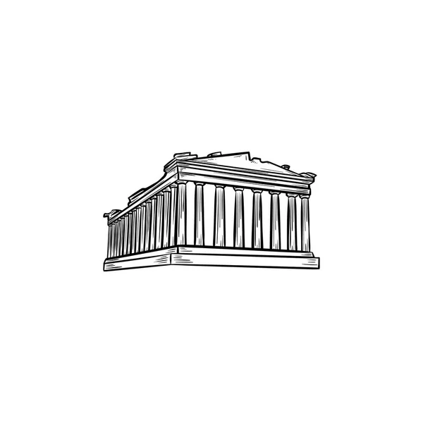 Acropolis Athene Hand Getrokken Schets Doodle Pictogram Parthenon Antient Tempel — Stockvector