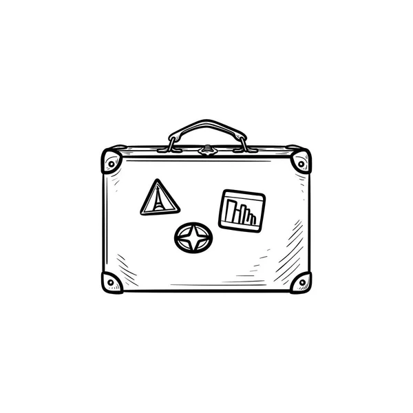 Vintage voyage valise dessinée à la main contour icône doodle . — Image vectorielle