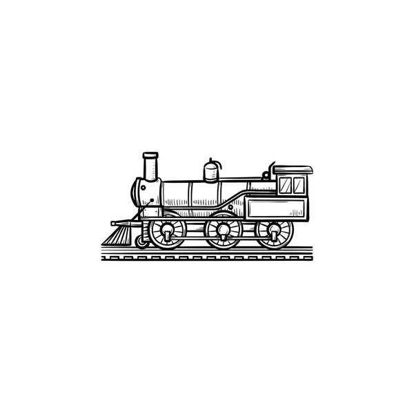 Vintage lokomotif elle çizilmiş anahat simgesini doodle. — Stok Vektör
