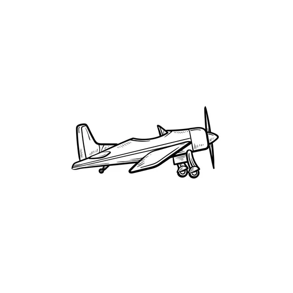 Kleines Flugzeug mit von Hand gezeichnetem Propeller-Doodle-Symbol. — Stockvektor