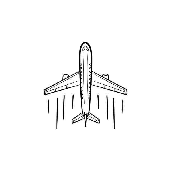 Airplane mano disegnato icona scarabocchio contorno . — Vettoriale Stock