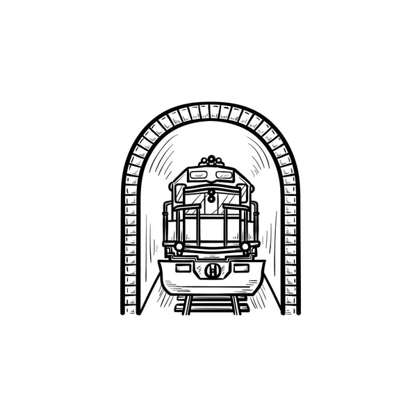 Túnel ferroviário com trem desenhado à mão esboço doodle ícone . —  Vetores de Stock