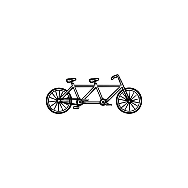 Double bicycle hand drawn outline doodle icon. — Stock Vector