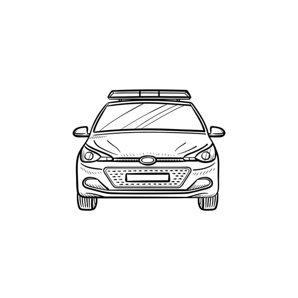 Polizeiauto mit von der Sirene gezeichnetem Doodle-Symbol. — Stockvektor