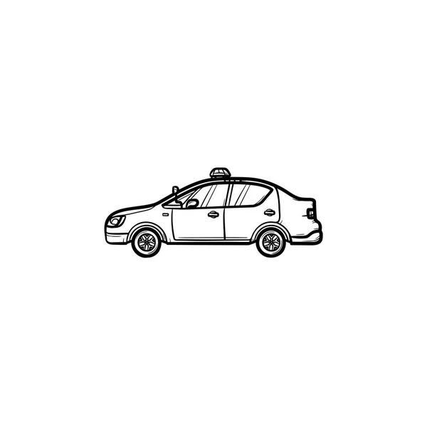 Carro de polícia com sirene vista lateral mão desenhada esboço doodle ícone . — Vetor de Stock