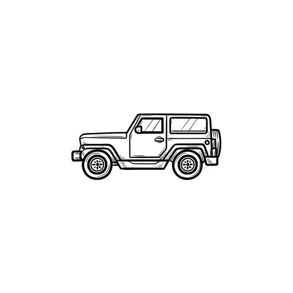 Jeep dibujado a mano esbozo garabato icono . — Vector de stock