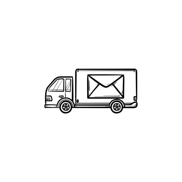 Mail van hand drawn outline doodle icon.