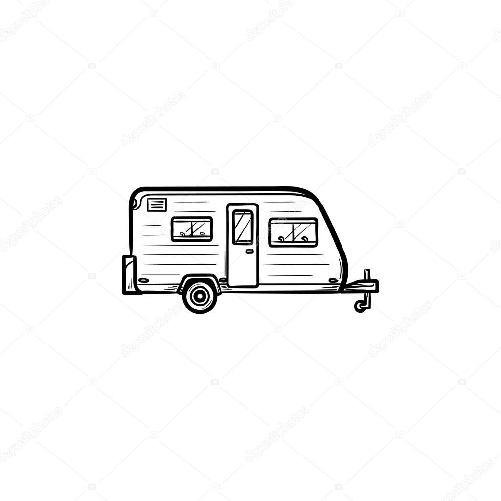 Camper hand drawn outline doodle icon.