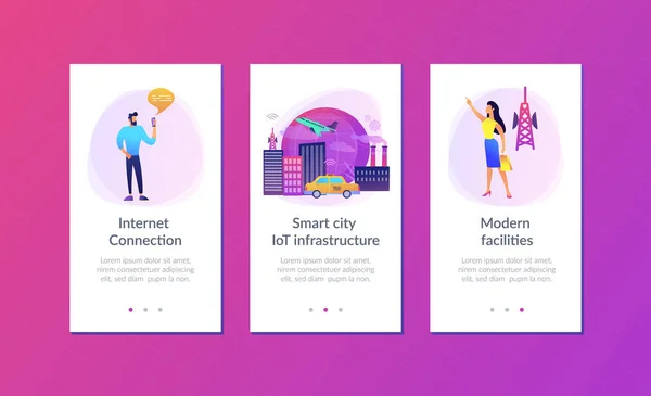 Plantilla de interfaz de aplicación de ciudad inteligente de Internet global de las cosas — Archivo Imágenes Vectoriales