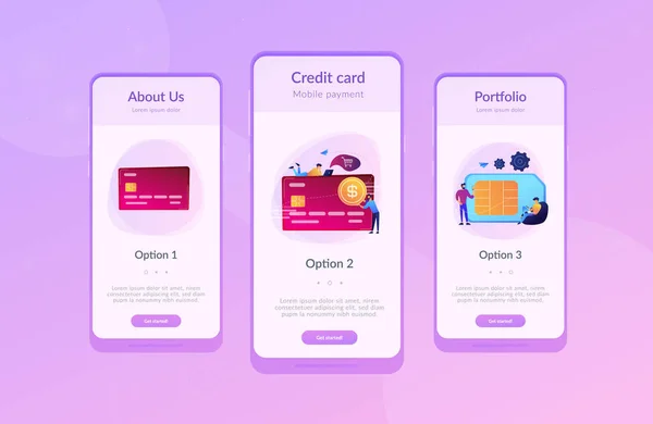 Modelo de interface de aplicativo de cartão de crédito . — Vetor de Stock