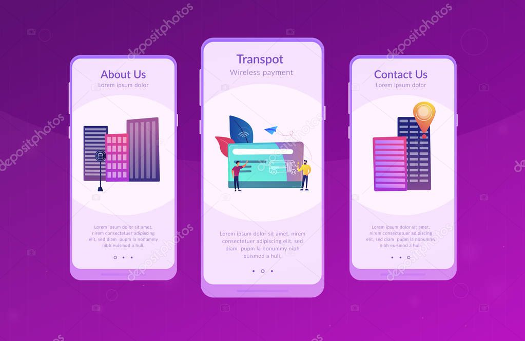 Public transport travel pass card app interface template.