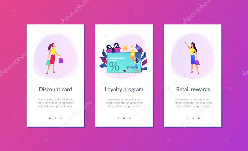 Discount and loyalty card app interface template.