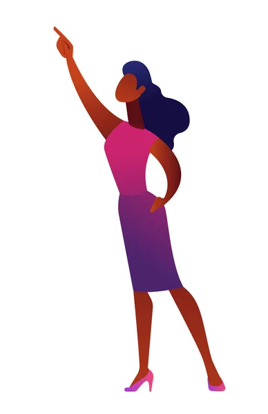 African american business woman wijzend met vinger vectorillustratie. — Stockvector