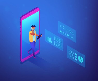 Veri fikir kavramı vektör izometrik çizim.